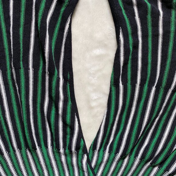 Arden B Striped Knit Cutout Top Green White Black Size M Y2K - Picture 10 of 14